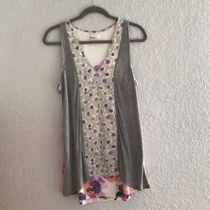 Anthropologie Grey with Full Floral Back Shirt